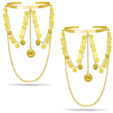 Bohemian Tassel Arm Cuff Bracelet for Women Coins Armlet Chain Bangle