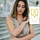 Bohemian Tassel Arm Cuff Bracelet for Women Coins Armlet Chain Bangle