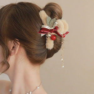 Tassel Bow Hair Clip For Girls Shark Cclip Christmas Plush Hair Clip
