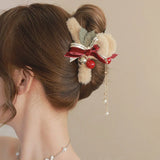 Tassel Bow Hair Clip For Girls Shark Cclip Christmas Plush Hair Clip