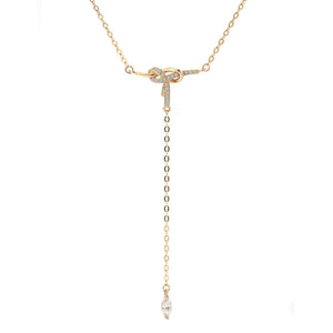 Sterling Silver Tassel Bow Pendant Necklace for Women