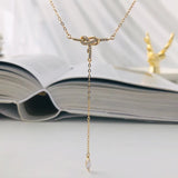 Sterling Silver Tassel Bow Pendant Necklace for Women