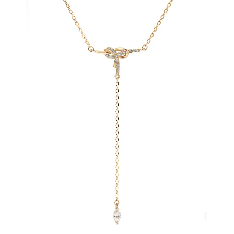Sterling Silver Tassel Bow Pendant Necklace for Women