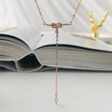 Sterling Silver Tassel Bow Pendant Necklace for Women