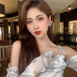 Tassel Butterfly Earrings Rhinestone Big Bowknot Jewelry Party Accessories
