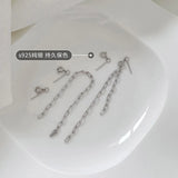925 Silver Tassel Chain Earrings Thin Personality