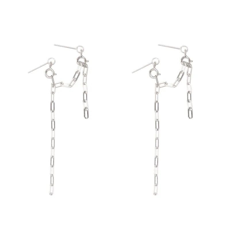 925 Silver Tassel Chain Earrings Thin Personality
