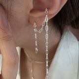 925 Silver Tassel Chain Earrings Thin Personality