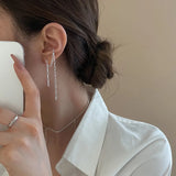 925 Silver Tassel Chain Earrings Thin Personality