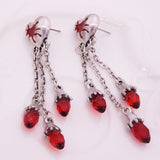 Heart Crystal Ear Studs Tassel Dangle Earrings Women Halloween Accessories