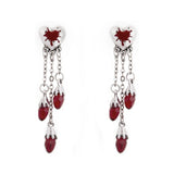 Heart Crystal Ear Studs Tassel Dangle Earrings Women Halloween Accessories