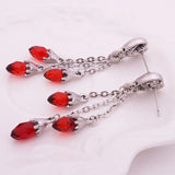 Heart Crystal Ear Studs Tassel Dangle Earrings Women Halloween Accessories