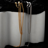 Sterling Silver Tassel Ear Clip Micro Inlaid Double-layer Hollow