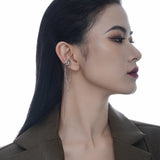 Sterling Silver Tassel Ear Clip Micro Inlaid Double-layer Hollow