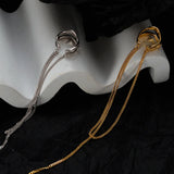Sterling Silver Tassel Ear Clip Micro Inlaid Double-layer Hollow
