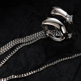 Sterling Silver Tassel Ear Clip Micro Inlaid Double-layer Hollow