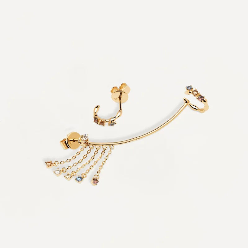 Tassel Ear Cuff Earring Hook & CZ Stud for Women Girls