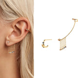 Tassel Ear Cuff Earring Hook & CZ Stud for Women Girls