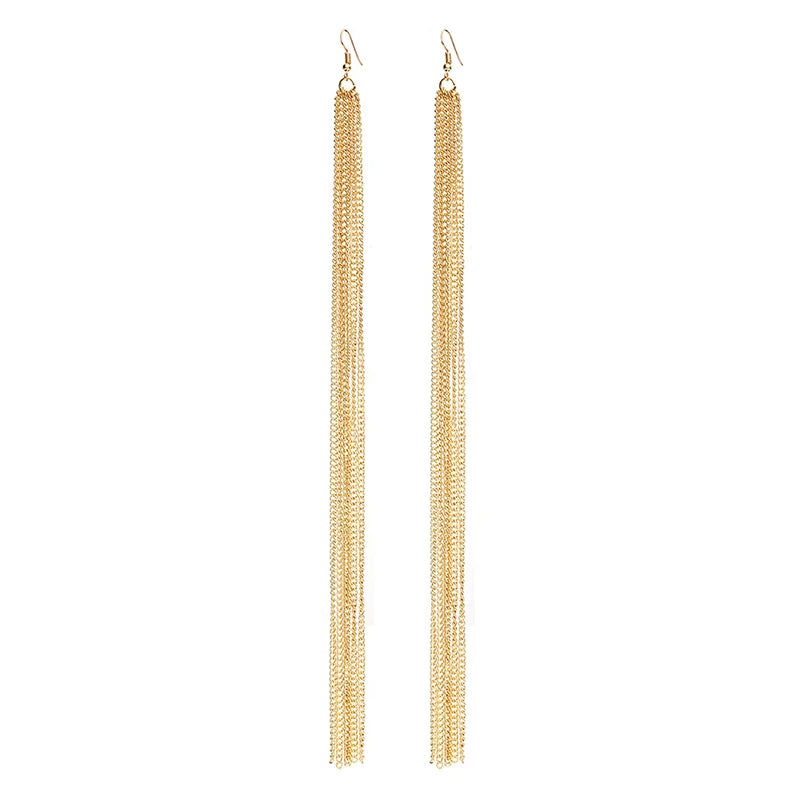 Exaggerated Punk Tassel Long Earrings Female Jewelry Wedding Gift