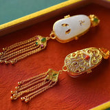 Gold-Plated Hetian Jade Buddha Perfume Bag Pendant