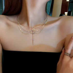 Rhinestone Cross Pendant Necklace Women Choker Torques Necklaces