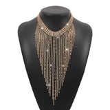 Vintage Tassel Rhinestone Claw Chain Necklace