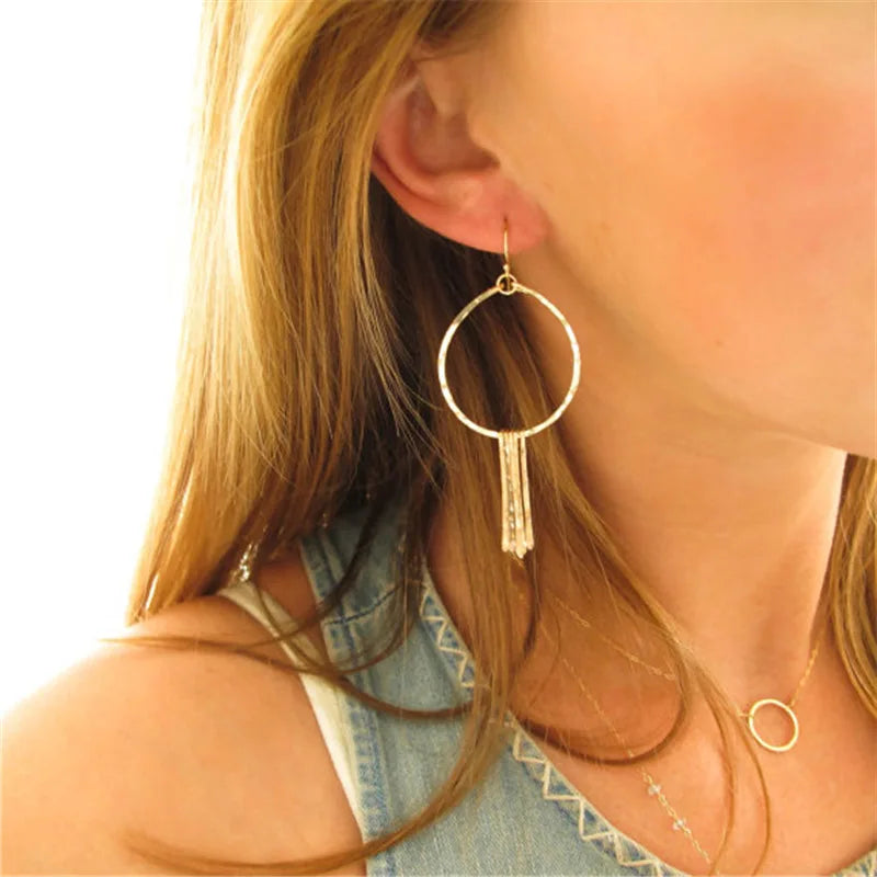 Vintage Tassel Round Earrings 925 Silver Jewelry Orecchini Brincos