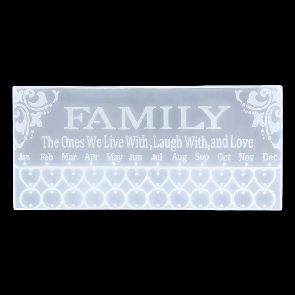 Resin Heart Family Calendar Tag Molds
