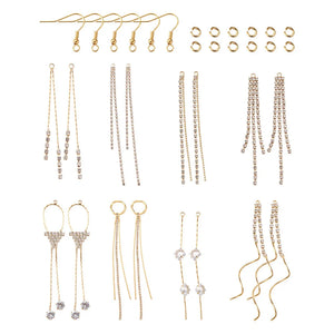 Tassels Earrings Jewelry Making Kit with CZ & Crystal Pendants