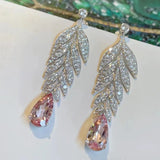 Pink Diamond Dangle Earrings 925 Sterling Silver Wedding Drop Earrings