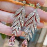 Pink Diamond Dangle Earrings 925 Sterling Silver Wedding Drop Earrings