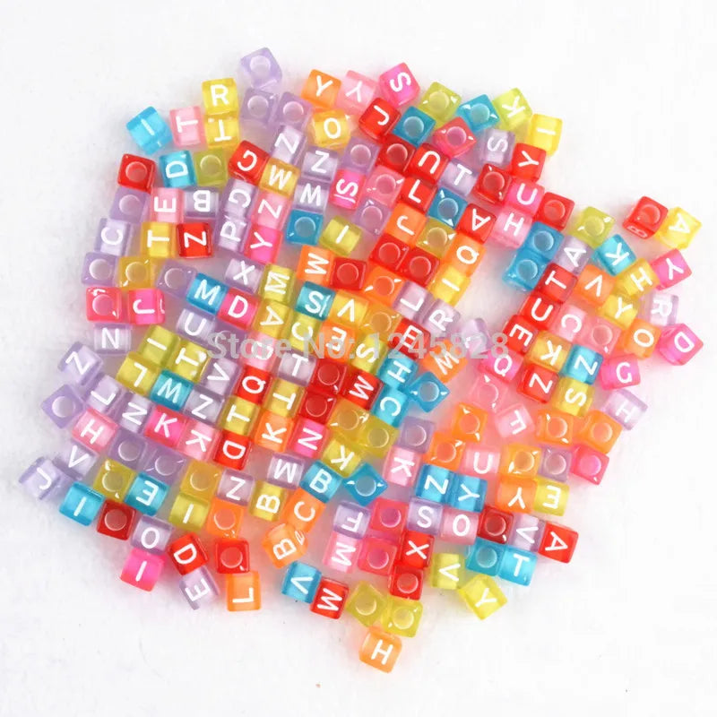 1000pcs 10packs Multicolor 6mm Transparent Alphabet Beads CB8063