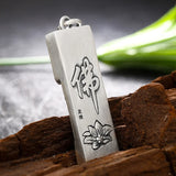 Vintage Silver 925 Buddha Pendant Chain Necklace Retro Lotus