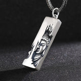 Vintage Silver 925 Buddha Pendant Chain Necklace Retro Lotus
