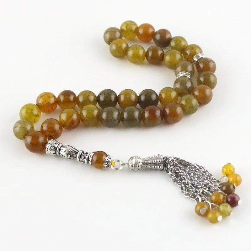 Tea Dragon Agate Beads 33 Islamic Rosary Muslim Tasbih Allah Beads Bracelet