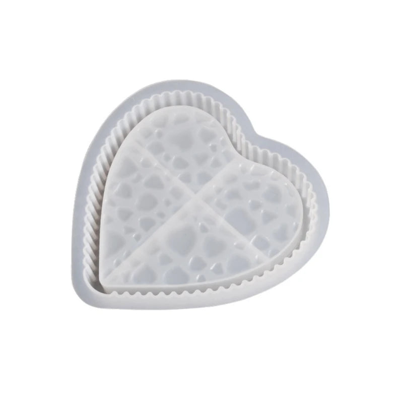 Tea Table Heart Tray Coaster Silicone Mold Resin Casting Mold