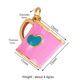 Enamel Charm Neon Turquoise Red Pendant Necklace