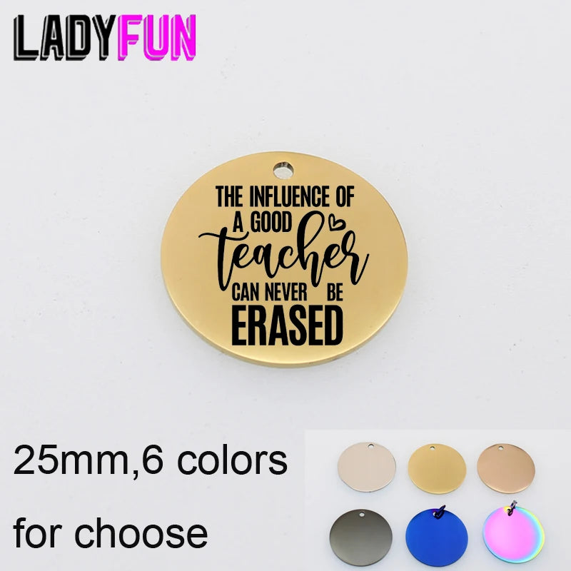 Teacher Life Quote Charms Stainless Steel Teacher Charm