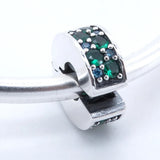 Teal Mosaic Spacer Clip Charms 925 Silver Bracelet Jewelry DIY Beads