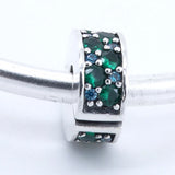 Teal Mosaic Spacer Clip Charms 925 Silver Bracelet Jewelry DIY Beads