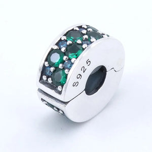 Teal Mosaic Spacer Clip Beads 925 Silver European Charm Bracelet & Necklace