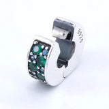 Teal Mosaic Spacer Clip Beads 925 Silver European Charm Bracelet & Necklace