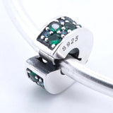 Teal Mosaic Spacer Clip Beads 925 Silver European Charm Bracelet & Necklace