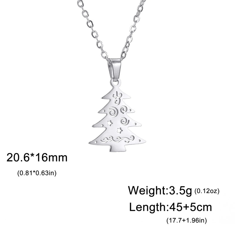 Christmas Tree Pendant Necklace Stainless Steel Choker Jewelry