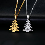 Christmas Tree Pendant Necklace Stainless Steel Choker Jewelry