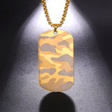 Men's Military Camo Pendant Necklace Stainless Steel