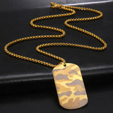Men's Military Camo Pendant Necklace Stainless Steel
