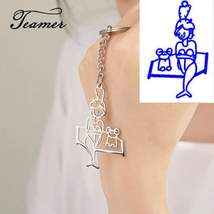 Child Drawing Keychain Personalized Photo Keyring