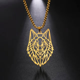 Stainless Steel Wolf Head Hip Hop Pendant Necklace Men Women Party Jewelry
