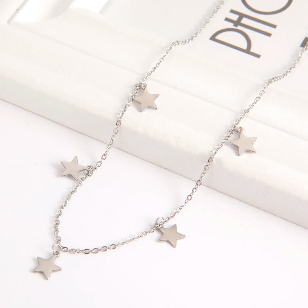Star Pentagram Necklace Stainless Steel Choker Pendant